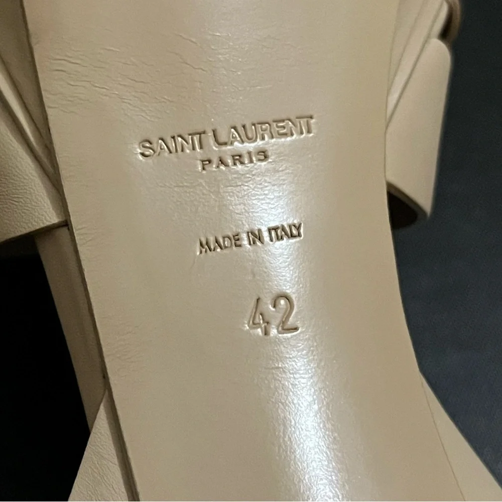 Saint Laurent Tribute Nude Powder 75MM Leather Platform Sandals - Picture 10 of 11